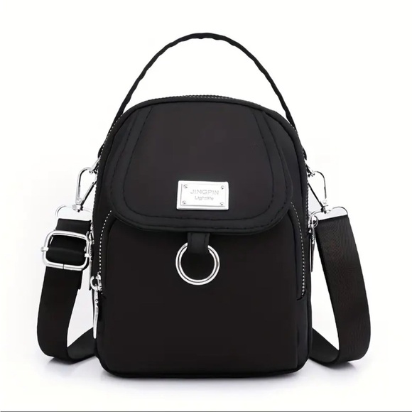 Lightweight Black Nylon Crossbody Bag with Multiple Zippered Compartments NWOT - Picture 1 of 11